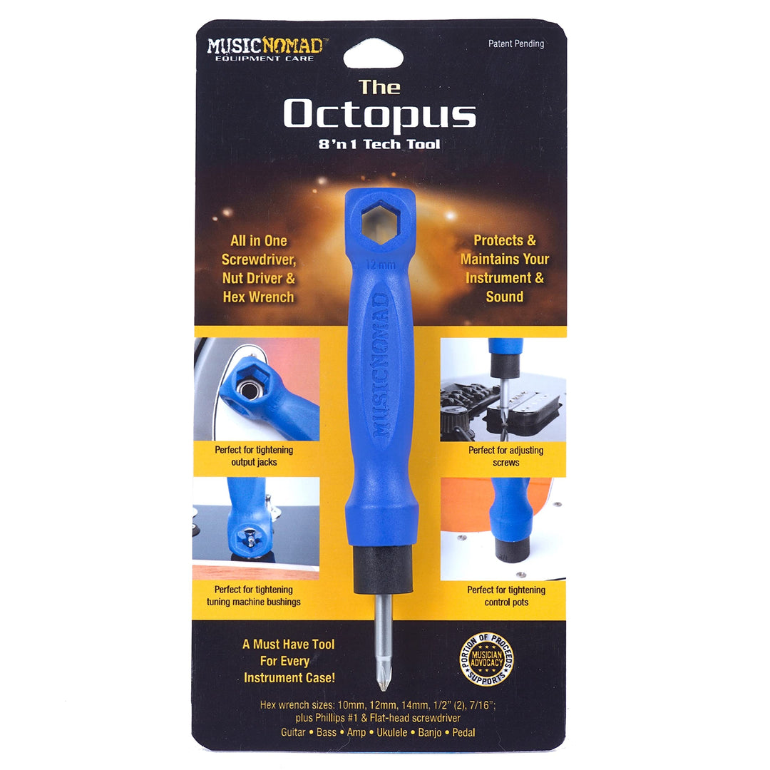 MusicNomad Equipment Care MN227 The Octopus 8 ’N 1 Tech Tool blau standart Einzeln, Einzeln
