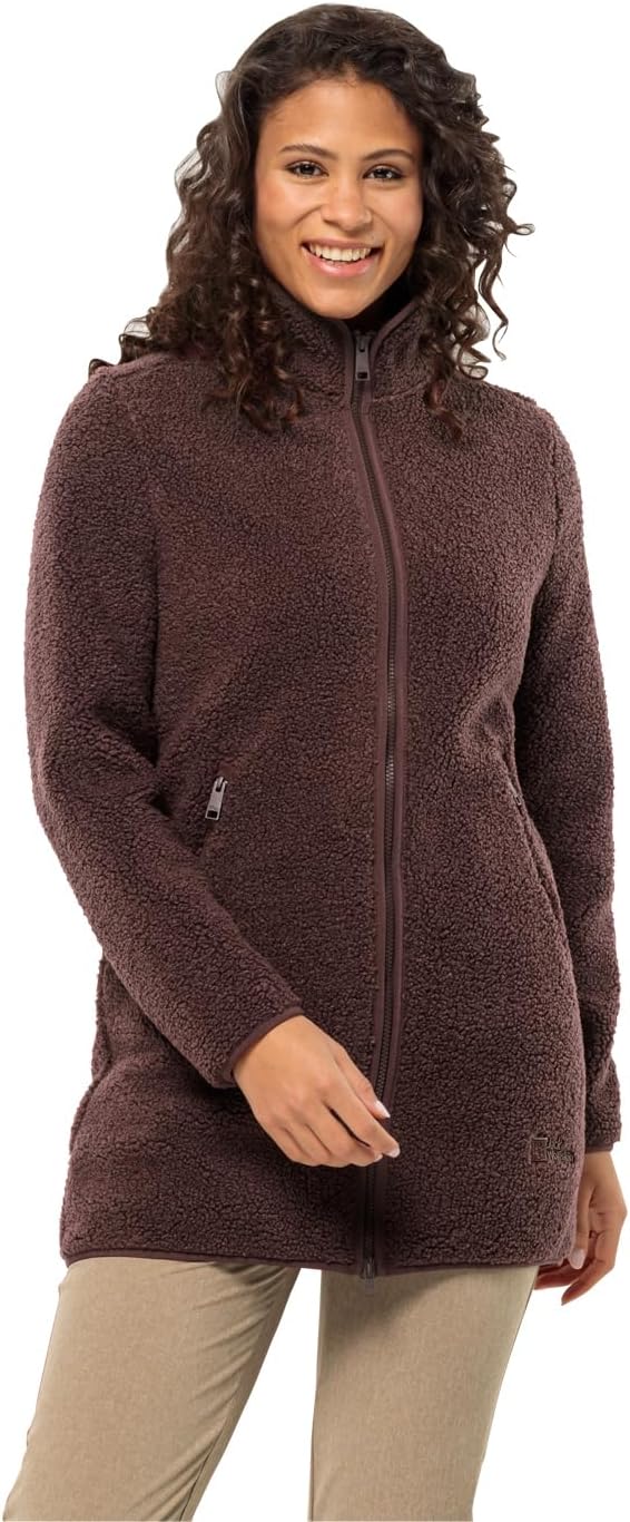 Jack Wolfskin Damen High Curl Coat W Fleece-Jacke, Schwarz