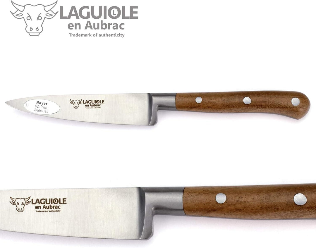 Laguiole en Aubrac Küchenmesser Schälmesser - Klinge 10 cm - Griff Walnus Holz - Geschmiedete Qualit