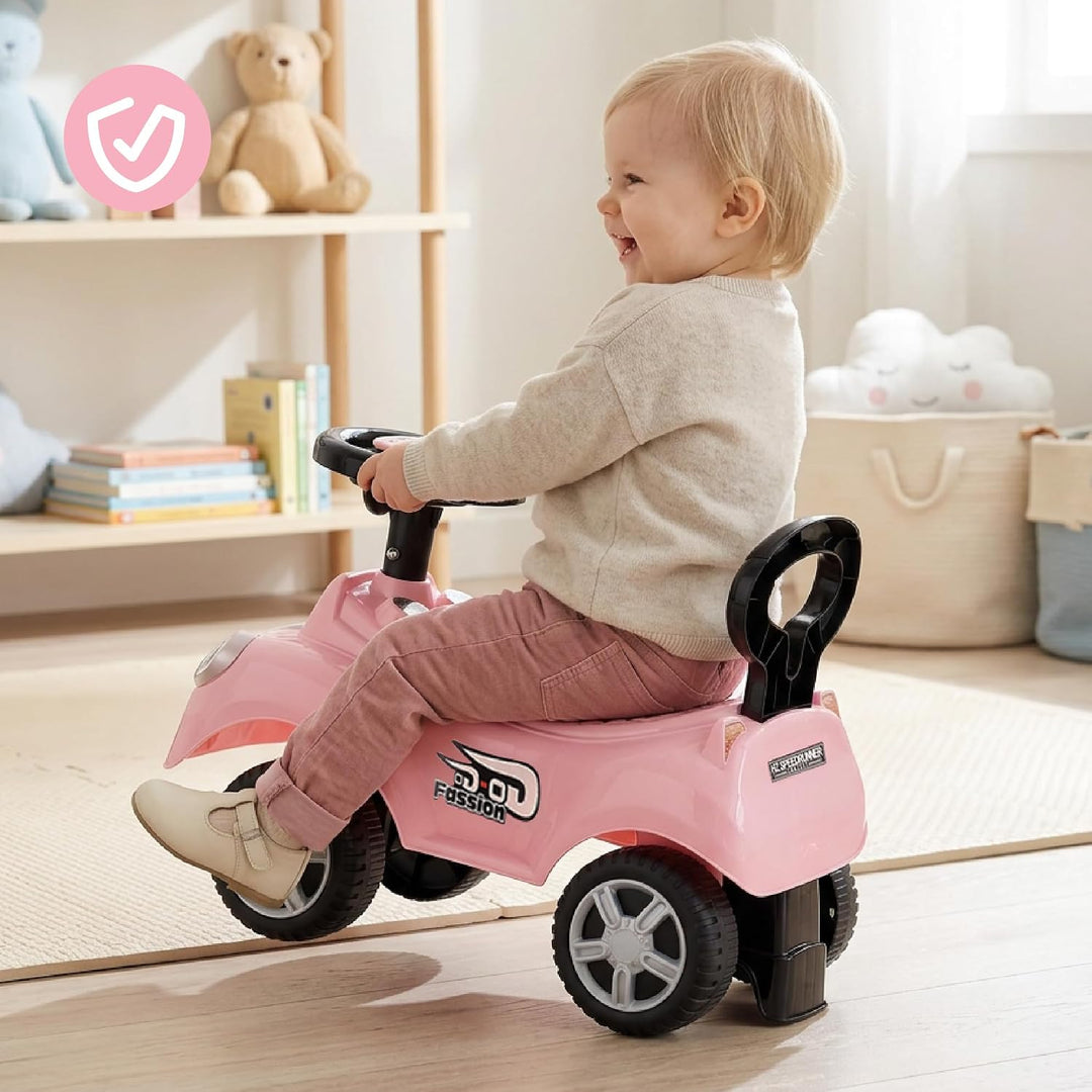 Rutschauto ab 1 Jahr, Lauflernwagen, Kinderauto Indoor, Rutschfahrzeug mit Klängen (Rosa), Rosa