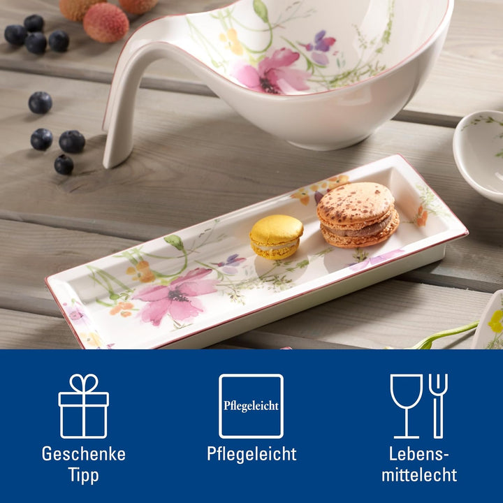Villeroy und Boch - Mariefleur Gifts Rechteckige Schale, Servierschale aus Premium Porzellan mit flo