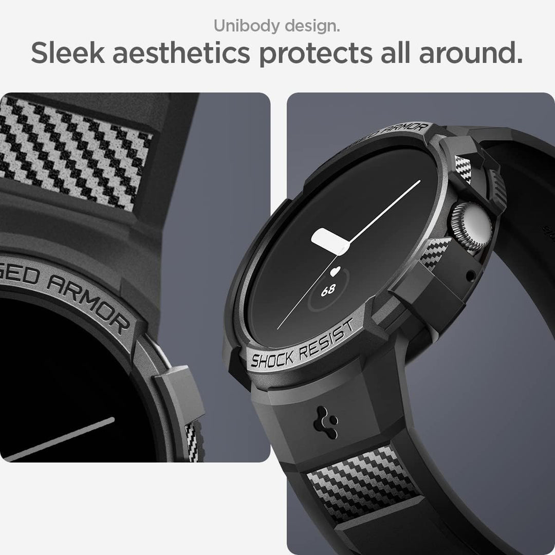 Spigen Rugged Armor Pro Schutzhülle und Armband, kompatibel mit Google Pixel Watch 4/3/2/1, 41 mm Go