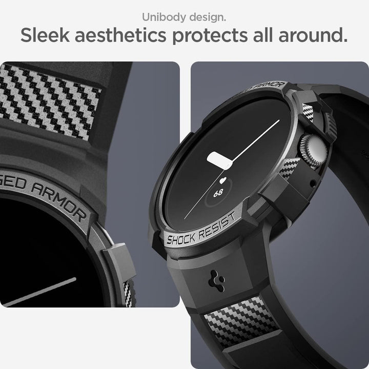 Spigen Rugged Armor Pro Schutzhülle und Armband, kompatibel mit Google Pixel Watch 4/3/2/1, 41 mm Go