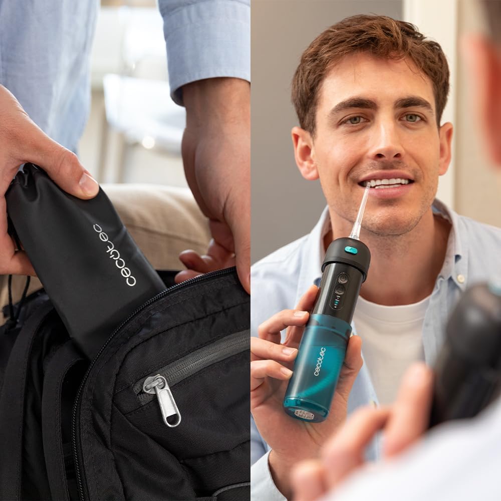 Cecotec Tragbares Akku-Zahnbürsten Irrigator - Zahnreiniger mit 3 Düsen ToothCare Jet Fresh. 1200 U/