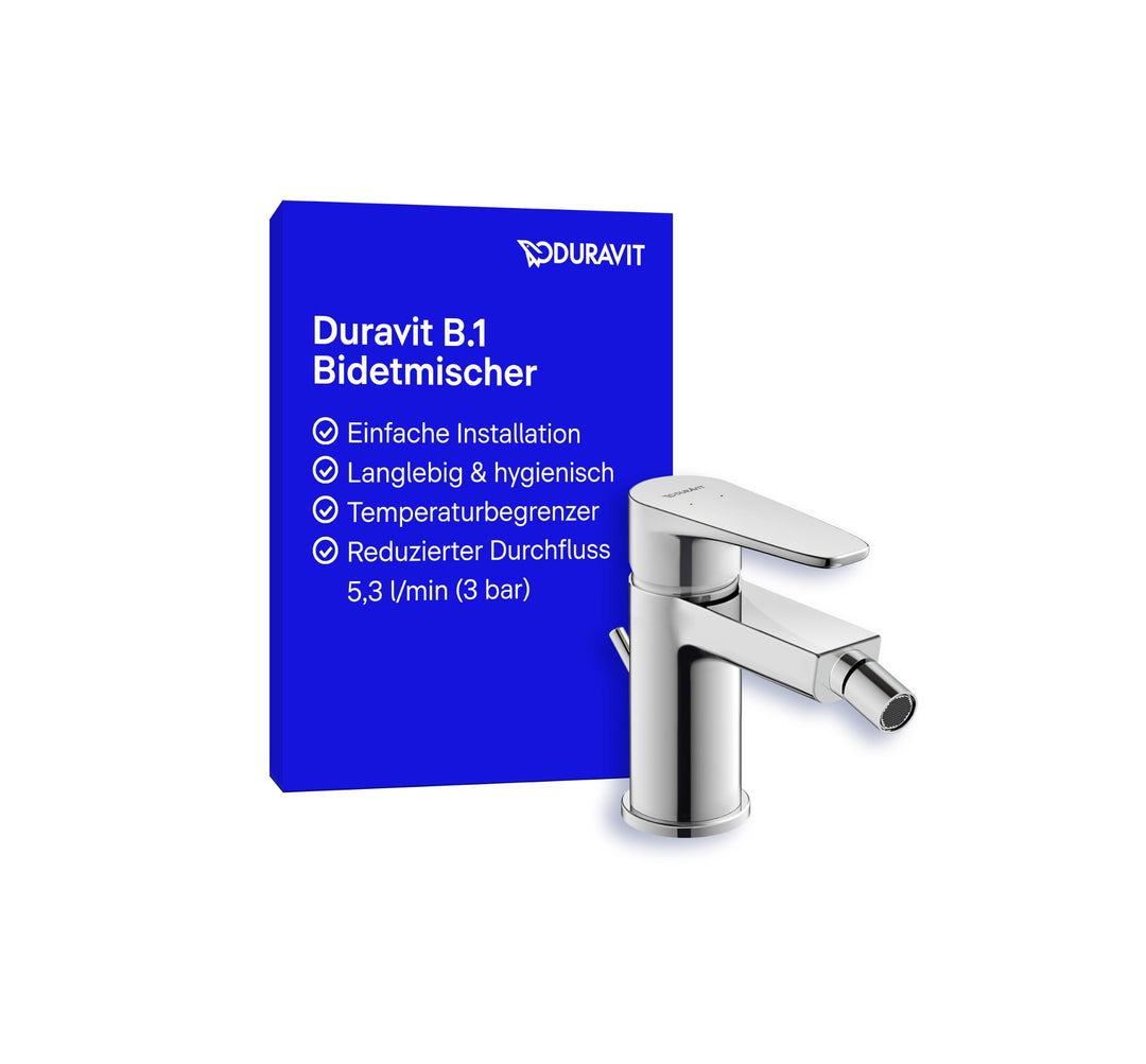 Duravit Einhebel-Bidetmischer B.1 mit Zugstangen-Ablaufgarnitur,