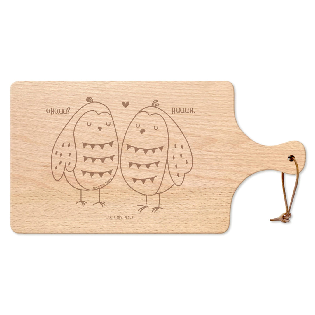 Mr. & Mrs. Panda Brotzeitbrett Eulen Liebe - Geschenk, Schneidebrett, Owl, Frühstücksbrettchen, Eule