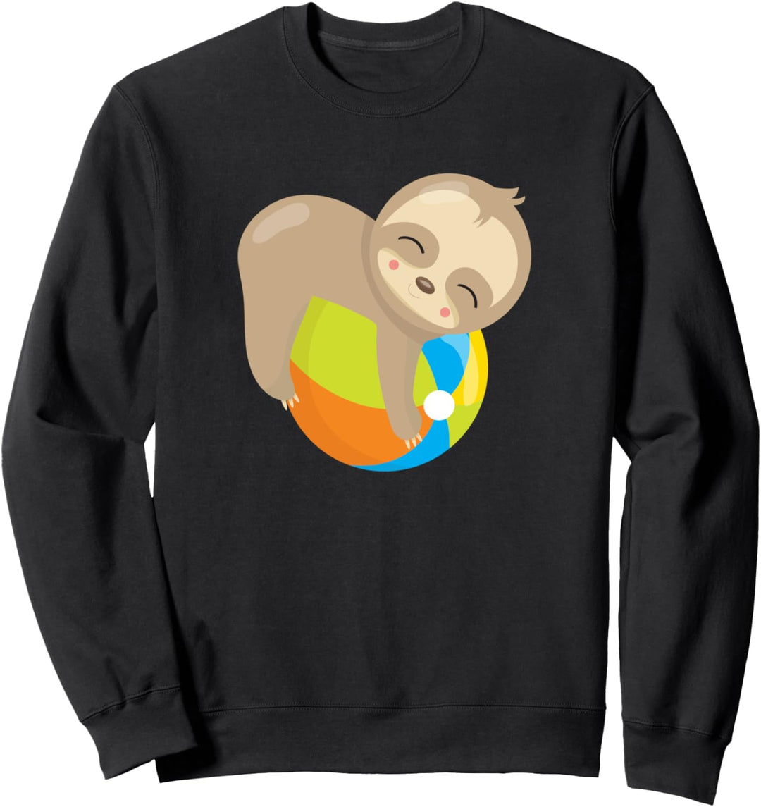 Faultierbaby auf Strandball Süsses lustiges Tiergeschenk Sweatshirt