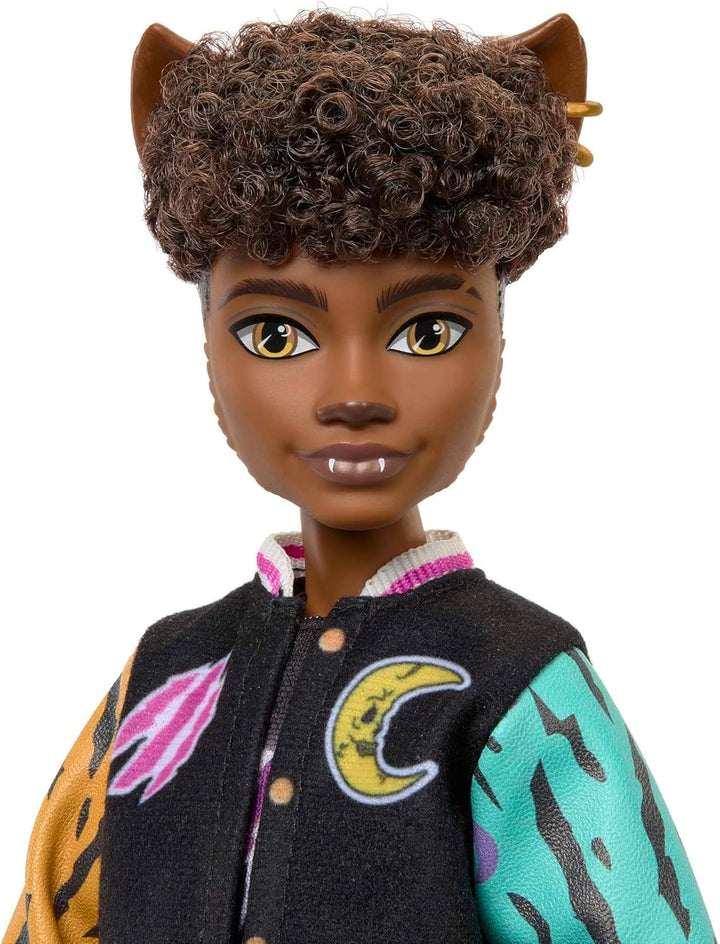 Monster High-Puppe, Clawd Wolf-Puppe mit Gargoyle-Bulldogge als Haustier und themenbezogenem Zubehör