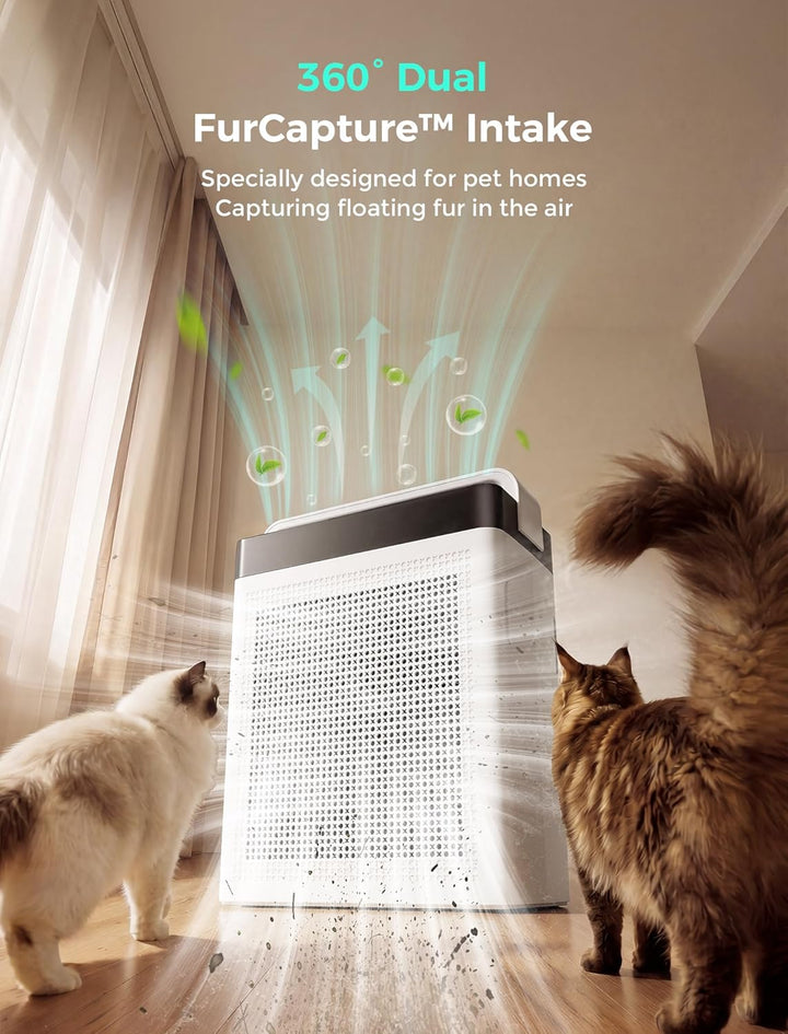 Luftreiniger mit Aktivkohlefilter, Doppel-Ansaugung, CADR 300 m³/h | bis 232 m², Air Purifier H13 HE