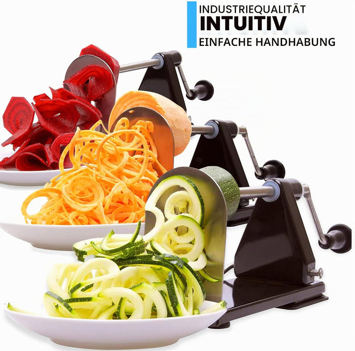 ICO 3-Klingen Stahl Spiralschneider Gemüse, Zucchini Spaghetti Schneider oder Zoodles Spiralschneide