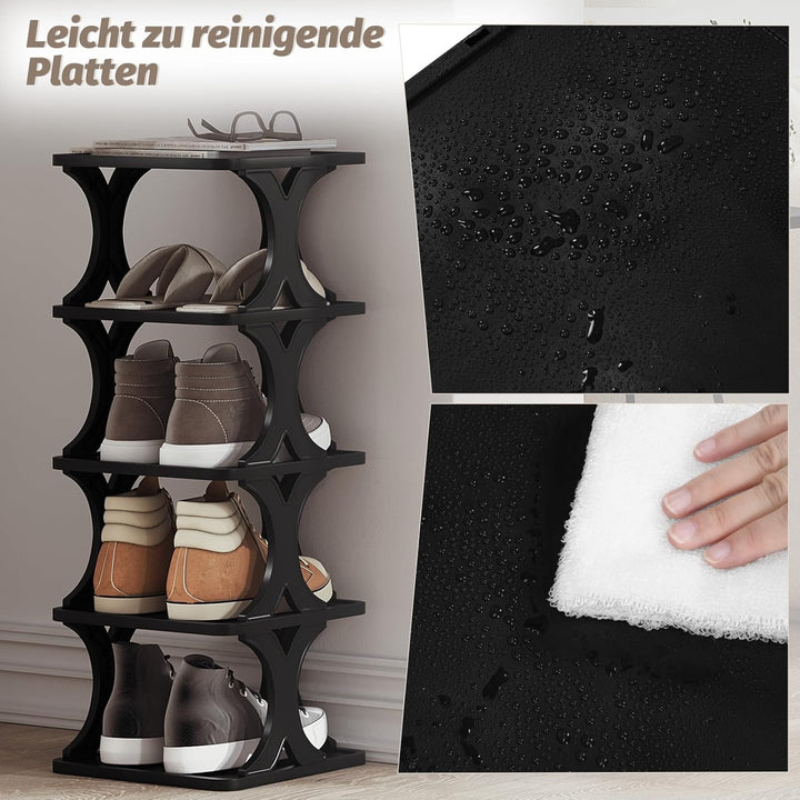WOLTU Schuhregal mit 5 Ebenen, 2er Set, Schuhablage schmal, Schuhorganizer Schuhaufbewahrung platzsp