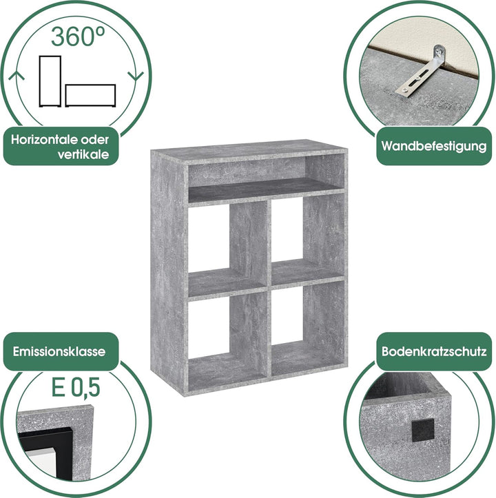 KOMTO Regal Beton - Bücherregal Standregal Würfelregal Büroregal 65,8 х 30,7 х 80,4 cm Bücherschrank