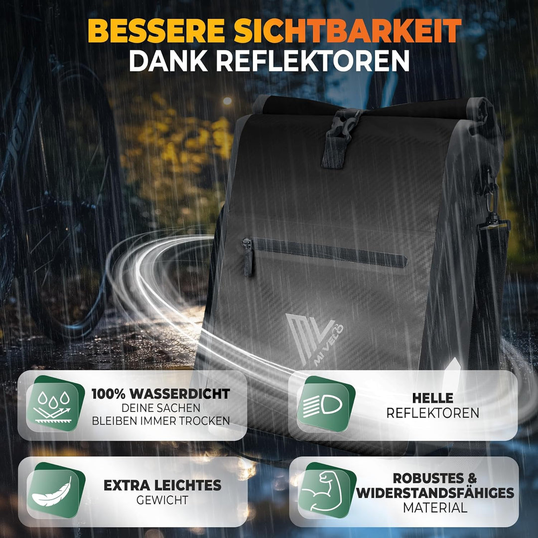 MIVELO 2in1 Fahrradtasche für Gepäckträger Gepäckträgertasche 100% wasserdicht Fahrrad Tasche für Ge