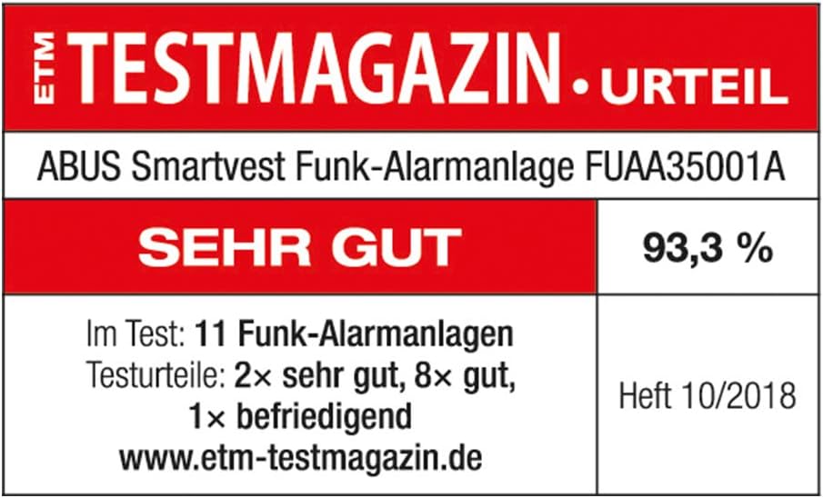 ABUS Funk-Alarmanlage Smartvest Basis-Set Einbruchmeldeanlage inkl. Bewegungsmelder & Öffnungsmelder