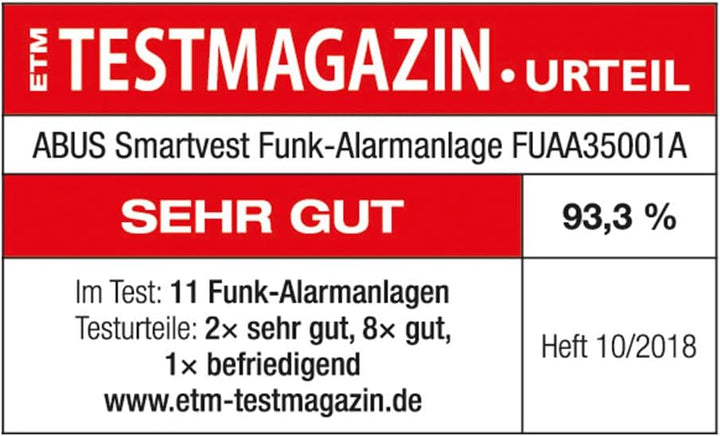 ABUS Funk-Alarmanlage Smartvest Basis-Set Einbruchmeldeanlage inkl. Bewegungsmelder & Öffnungsmelder