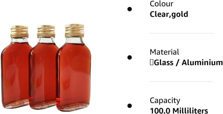 24 Taschenflaschen 100 ml mit goldfarbenen Schraubverschlüssen für Wein, Whisky oder Spirituosen
