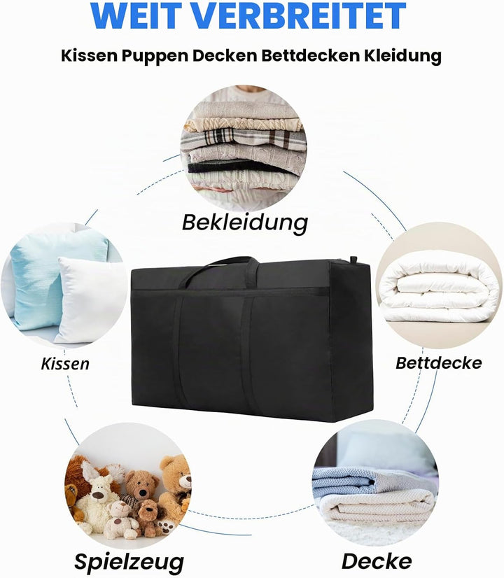 Janety 300L Grosse Aufbewahrungstasche, 1 Stück verdickte gross Kleidung Storage Bag Organizer mit R