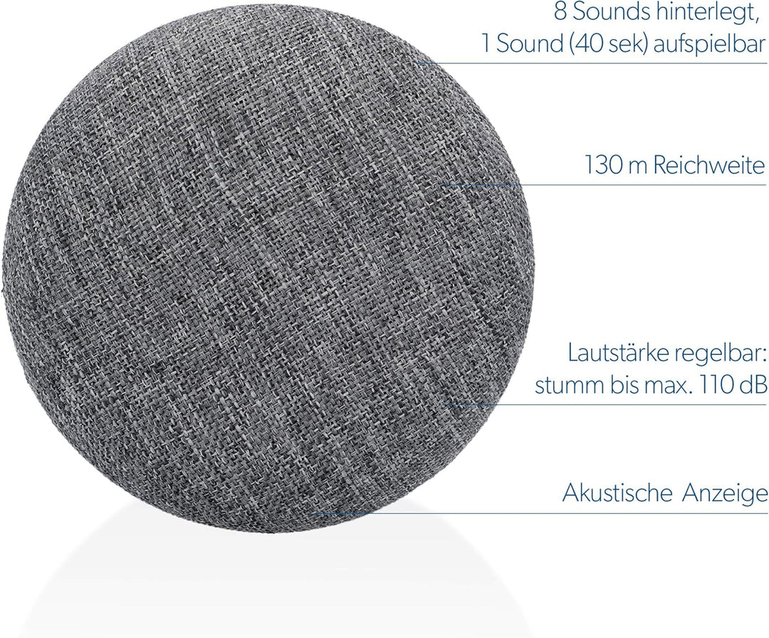 UNITEC Funk-Gong WDMP10 mp3, Türklingel, Aufspielen eigener Melodien, 4 Lautstärkestufen bis 110dB,