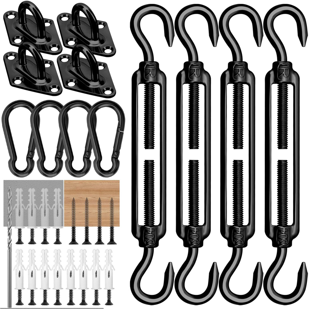Morzejar Robustes Sonnensegel-Befestigungsset Edelstahl Hardware-Kit für Dreieck und Quadrat Rechtec