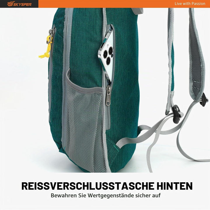 SKYSPER 10L/15L/20L Faltbarer Rucksack Ultraleicht Tagesrucksack Wasserfest Daypack Reiserucksack Wa