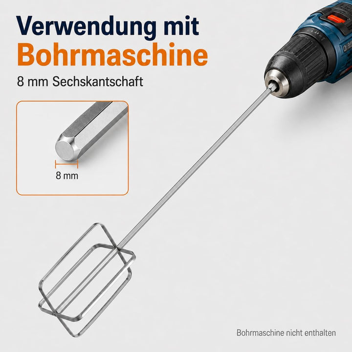 2 Stück 40 cm Edelstahl Rührstab, Lebensmittel Mischaufsatz