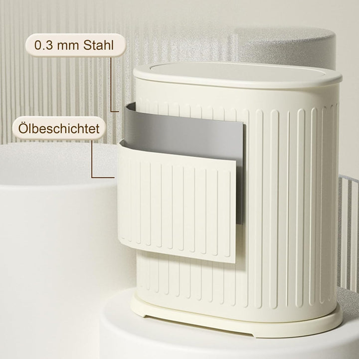 6 L schlanker Mülleimer mit Deckel, kleiner Büroabfalleimer, schmaler Mülleimer mit Innenfass, Druck