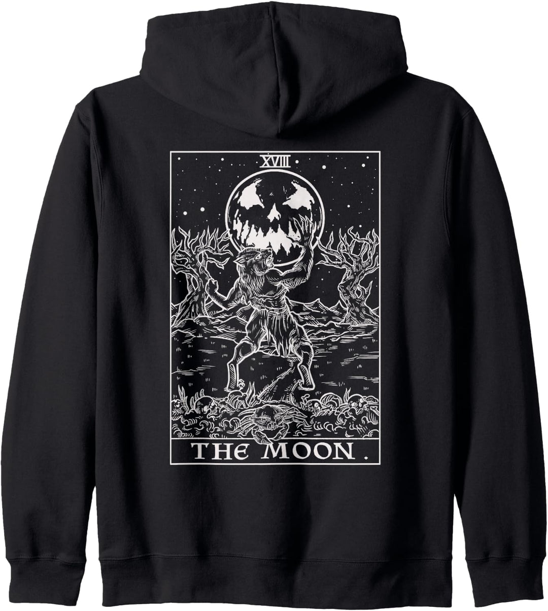 The Moon Tarot-Karte Halloween Werwolf Gothic Horror Hexe Kapuzenjacke
