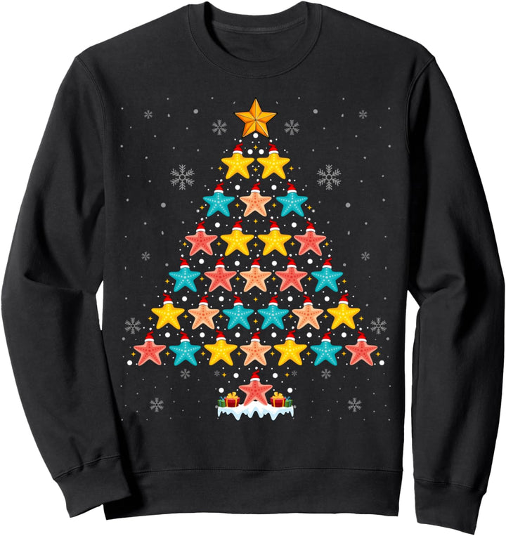 Starfish Lover Christmas Tree Lights Santa Hat Starfish Xmas Sweatshirt