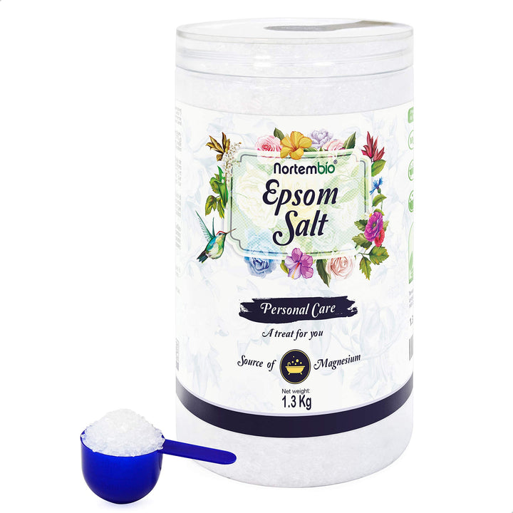 Nortembio Epsom Salz 100% Pur 1,3 kg – Konzentrierte Magnesiumquelle | Für Empfindliche Haut | Mit V