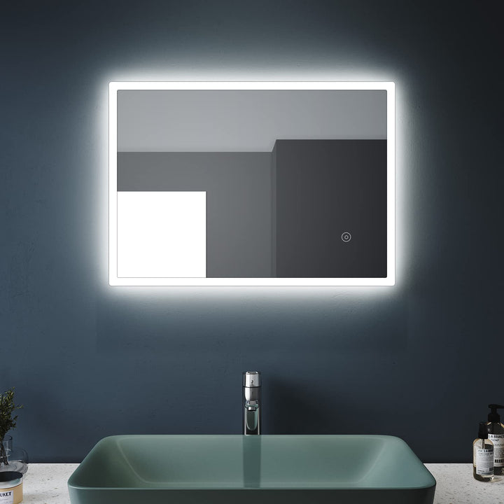 SONNI Badspiegel mit Beleuchtung 50x70cm beschlagfrei Wandspiegel Badezimmerspiegel mit Touchschalte