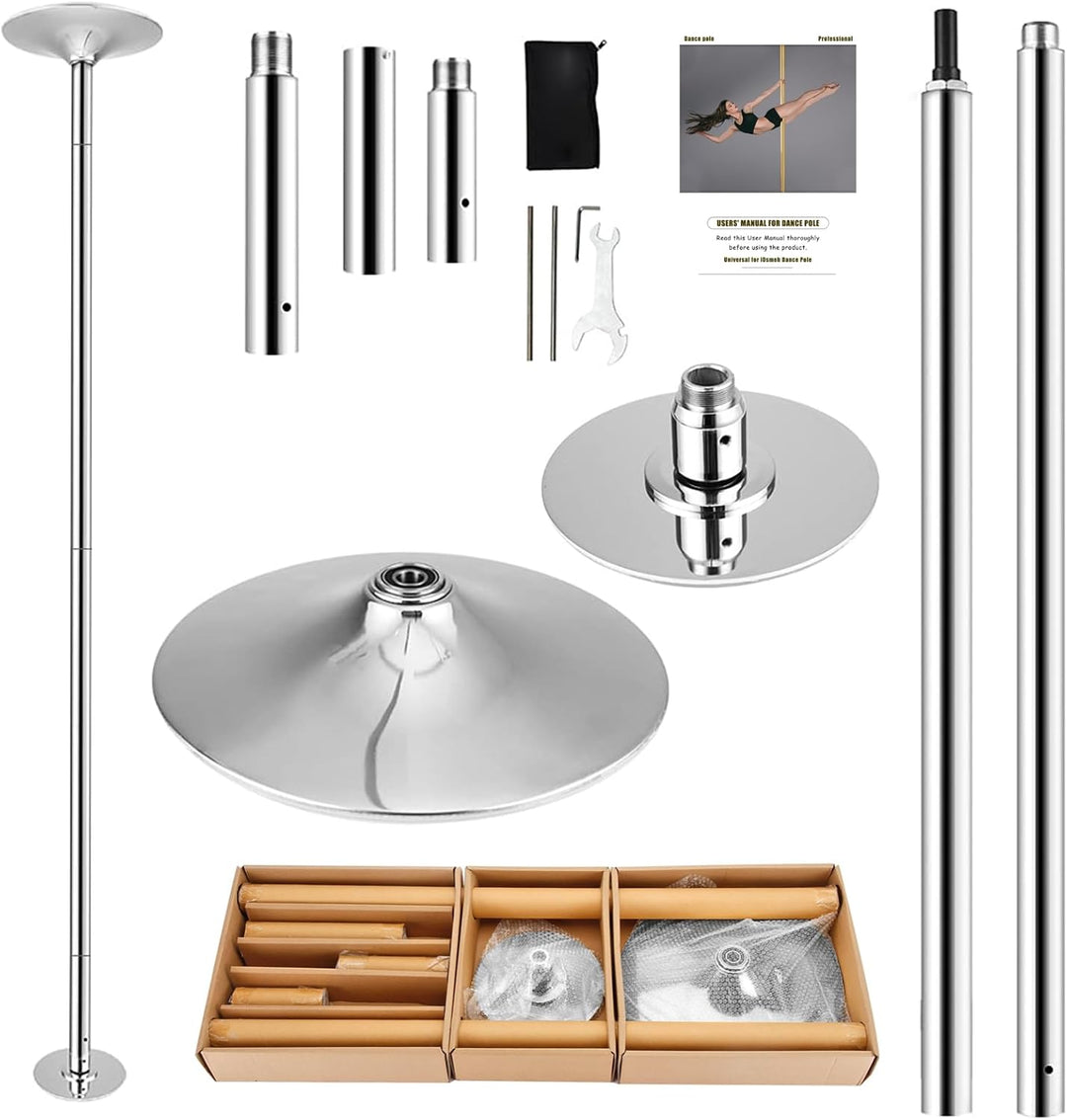 PRIOR FITNESS Kit Pole Dance Tanzstange 45 mm von 2,35 bis 2,74 m, höhenverstellbar, 2 Modi: drehbar