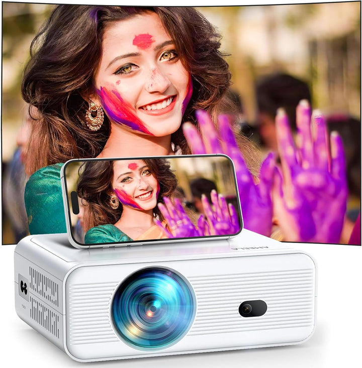 Mini Beamer mit WiFi und Bluetooth, AMEELA 1080P Beamer für Video, ±40° Trapezkorrektur, 50%-100% Zo