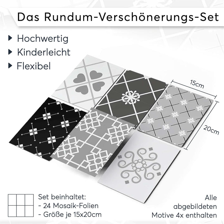 CREATISTO Klebefliesen Stickerfliesen Fliesenfolie - Klebe Folie für Wandfliesen I Klebefliesen Deko