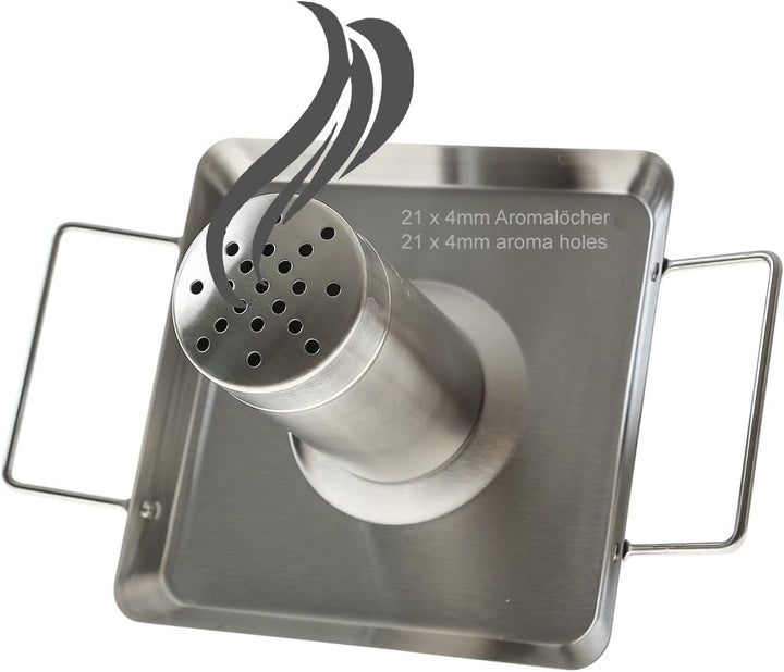 Hähnchenhalter Edelstahl mit Dampfdose und Fettschale BBQ Hähnchenbräter für Grill und Backofen Bier