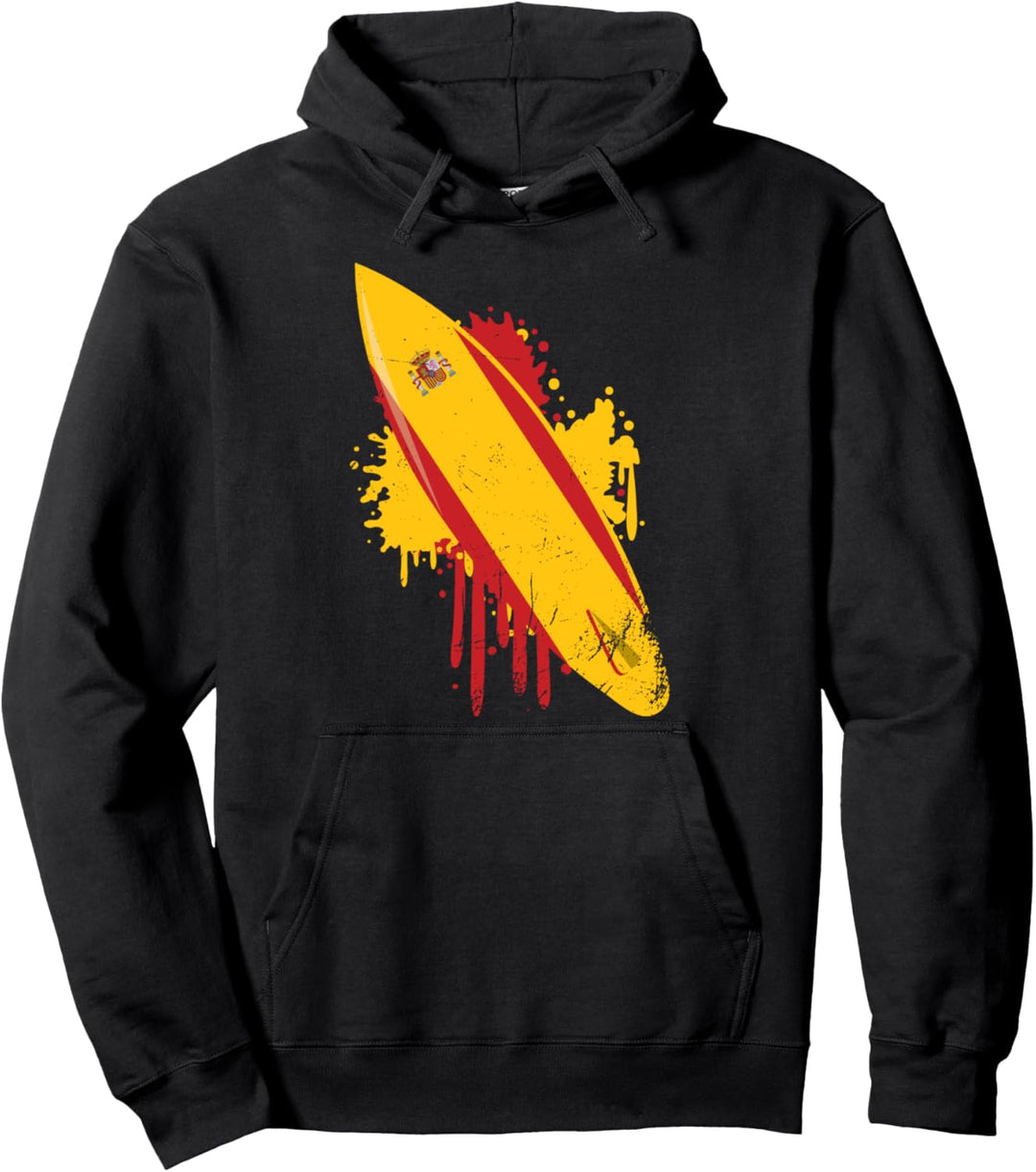 Surfboard Vintage mit spanischer Flagge - Surfen & Surfen Pullover Hoodie