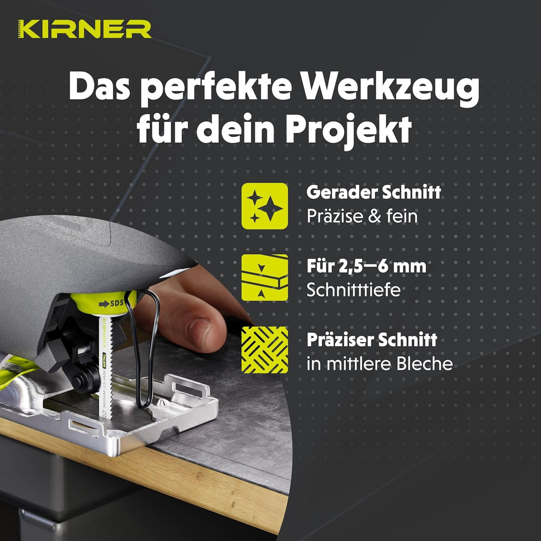 KIRNER Stichsägeblätter Metall 10 Stk. [ Profi Qualität ] präziser & sauberer Schnitt für mittelstar