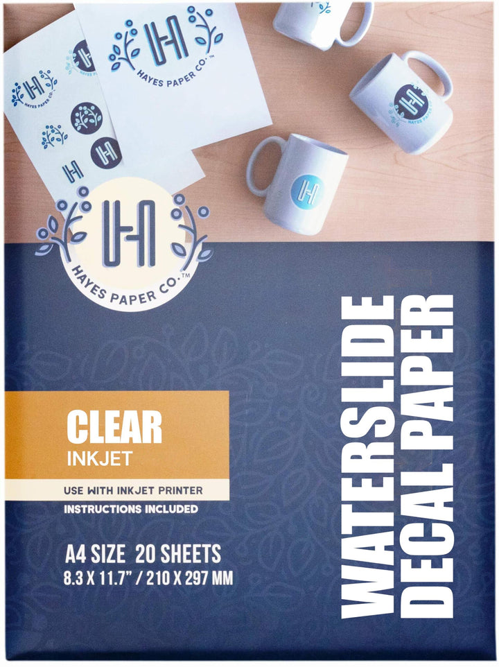 Hayes Paper, Wasserschiebefolie, Aufkleberpapier, TINTENSTRAHL TRANSPARENT, 20 Seiten Erstklassiges