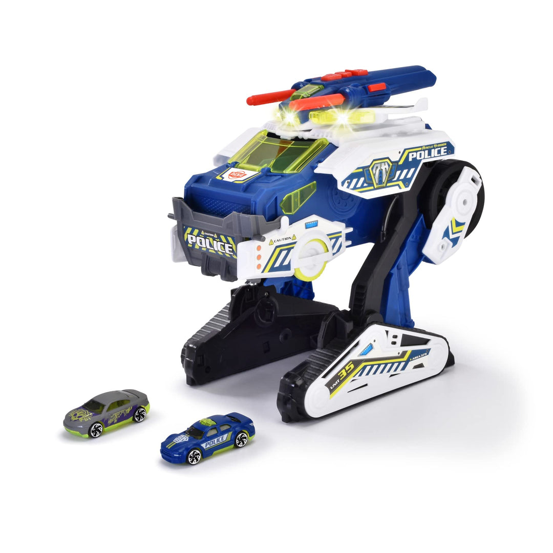 Dickie Toys Rescue Hybrids Polizei-Fahrzeug Police Bot (35 cm) - futuristisches Polizeiauto (gross)