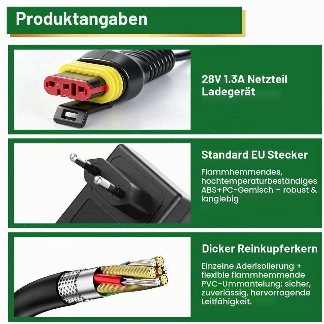 28 V 1,3A Adapter Rasenmäher Netzteil, Kompatibel mit Husqvarna Automower 105, 310, 315, 315X Mährob
