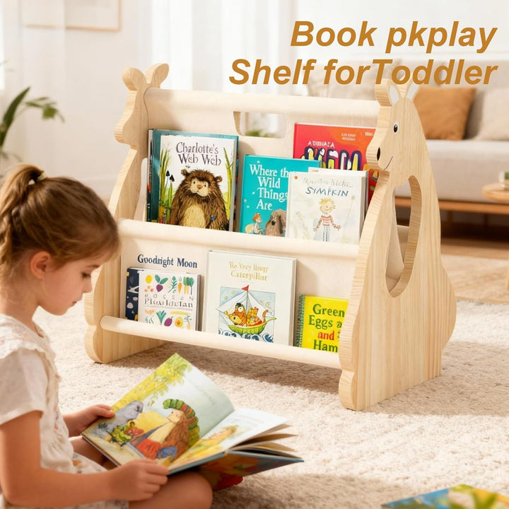 CAIEJSAEN Kinder Bücherregal aus Holz Montessori Regal für Kinderzimmer Möbel Buch-Organizer für Kin