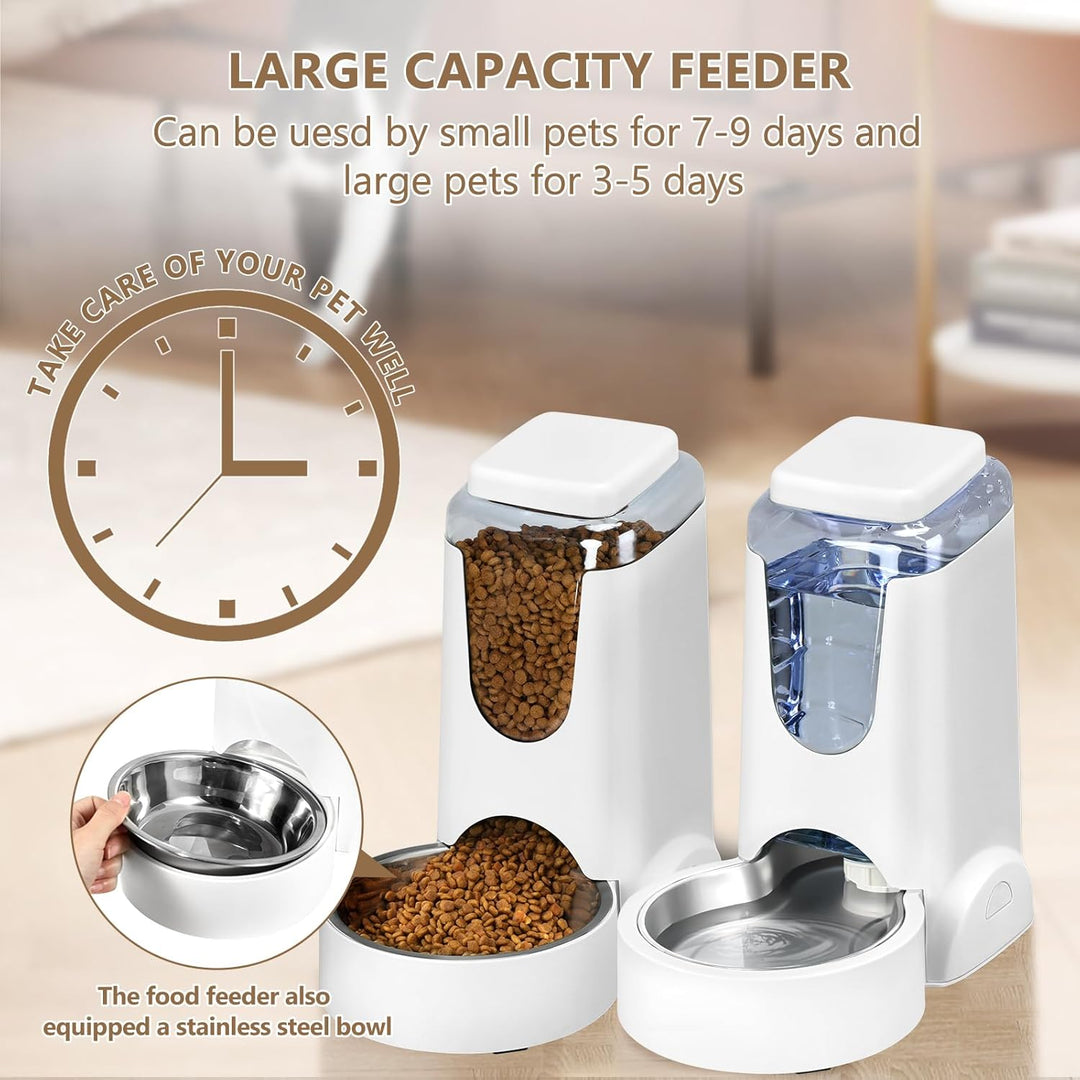 Automatischer Katzen-Futterspender und Wasserspender mit Edelstahlnapf, Schwerkraft-Futterspender un