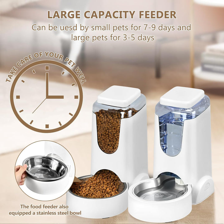 Automatischer Katzen-Futterspender und Wasserspender mit Edelstahlnapf, Schwerkraft-Futterspender un