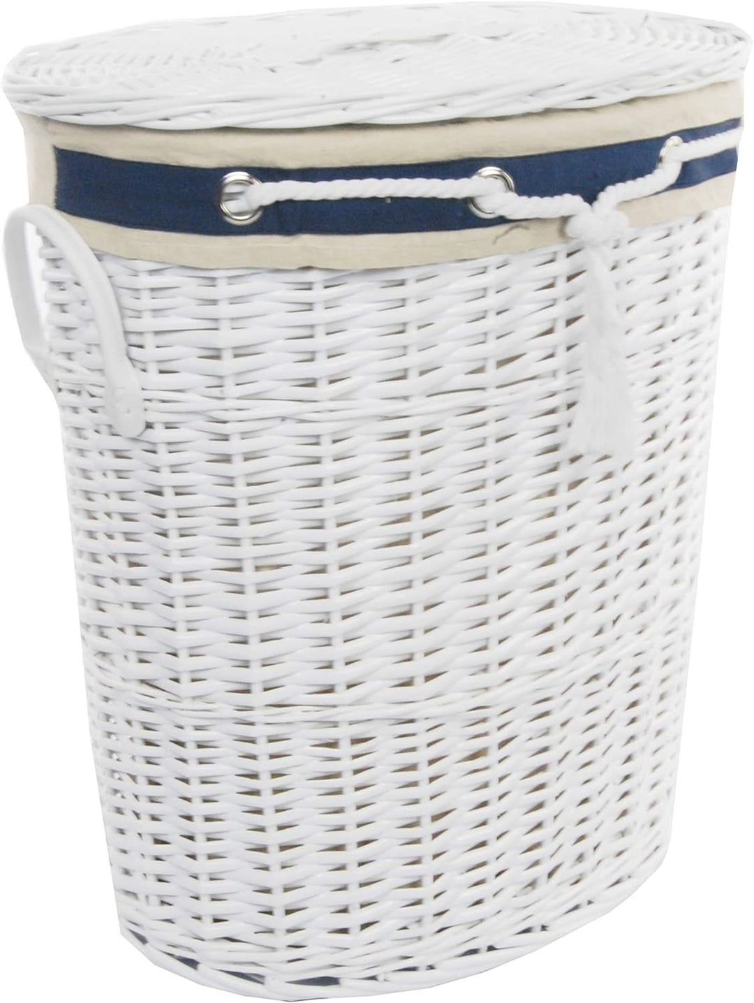 DVier Wäschekorb, Weide weiss Motiv marine 46x34 H.54 39WOval-b