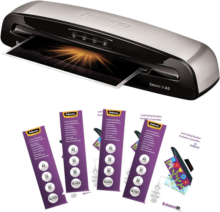 Fellowes A3 Home Office Laminiergerät Saturn 3i für 80-125 Micron Folien & Laminierfolien A4 ImageLa