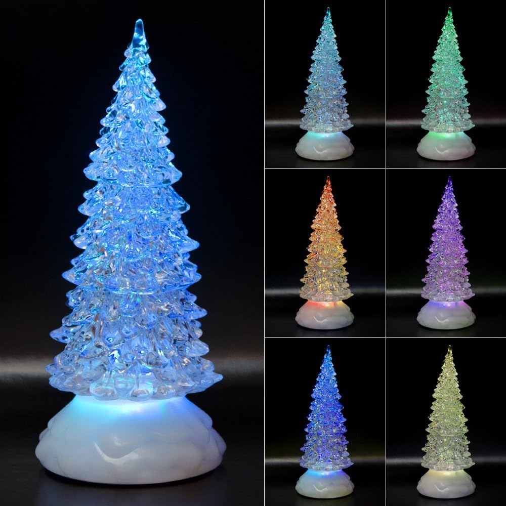 Tronje LED Christbaum 27cm Weihnachtsbaum mit Timer USB Tannenbaum beleuchteter Acrylbaum Wechselfar
