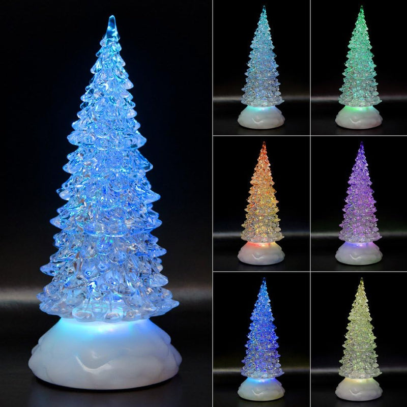 Tronje LED Christbaum 27cm Weihnachtsbaum mit Timer USB Tannenbaum beleuchteter Acrylbaum Wechselfar