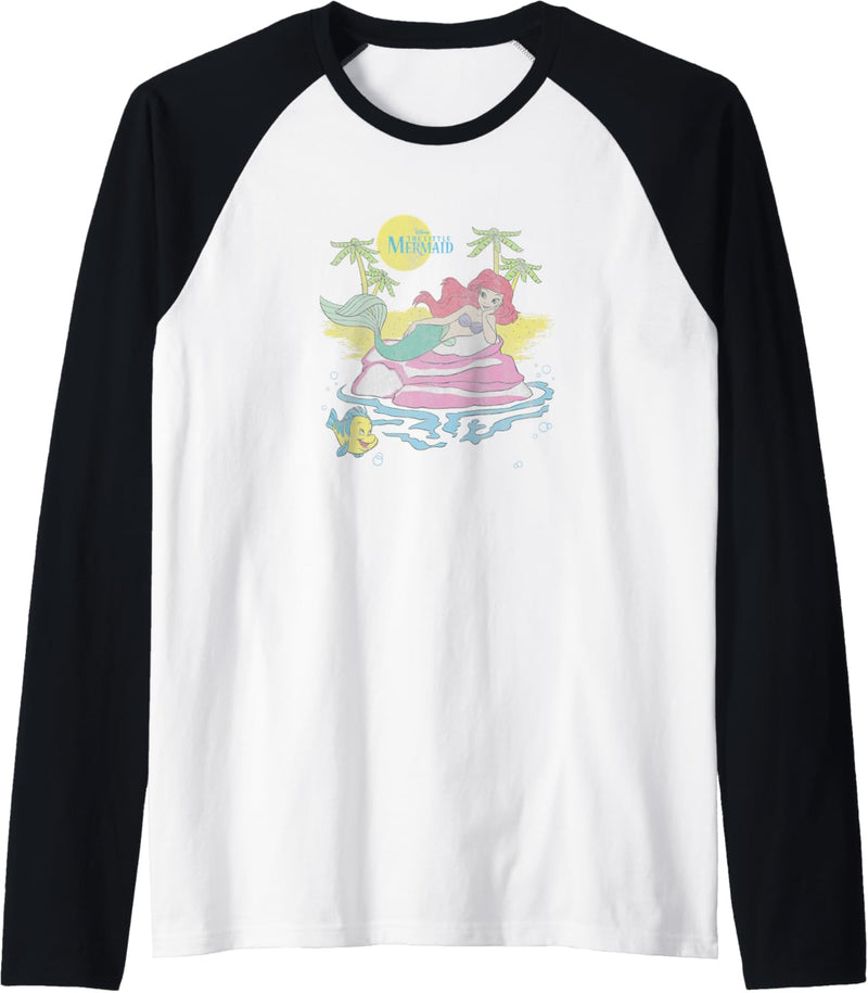 Disney The Little Mermaid Ariel & Flounder Relaxing Pastel Raglan