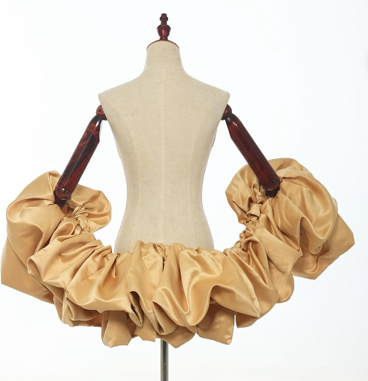 Satin-Umhang mit Puffärmeln, Brautschal, gerüschter Bolero, Wickeltuch für Braut, Hochzeitskleid, Ve