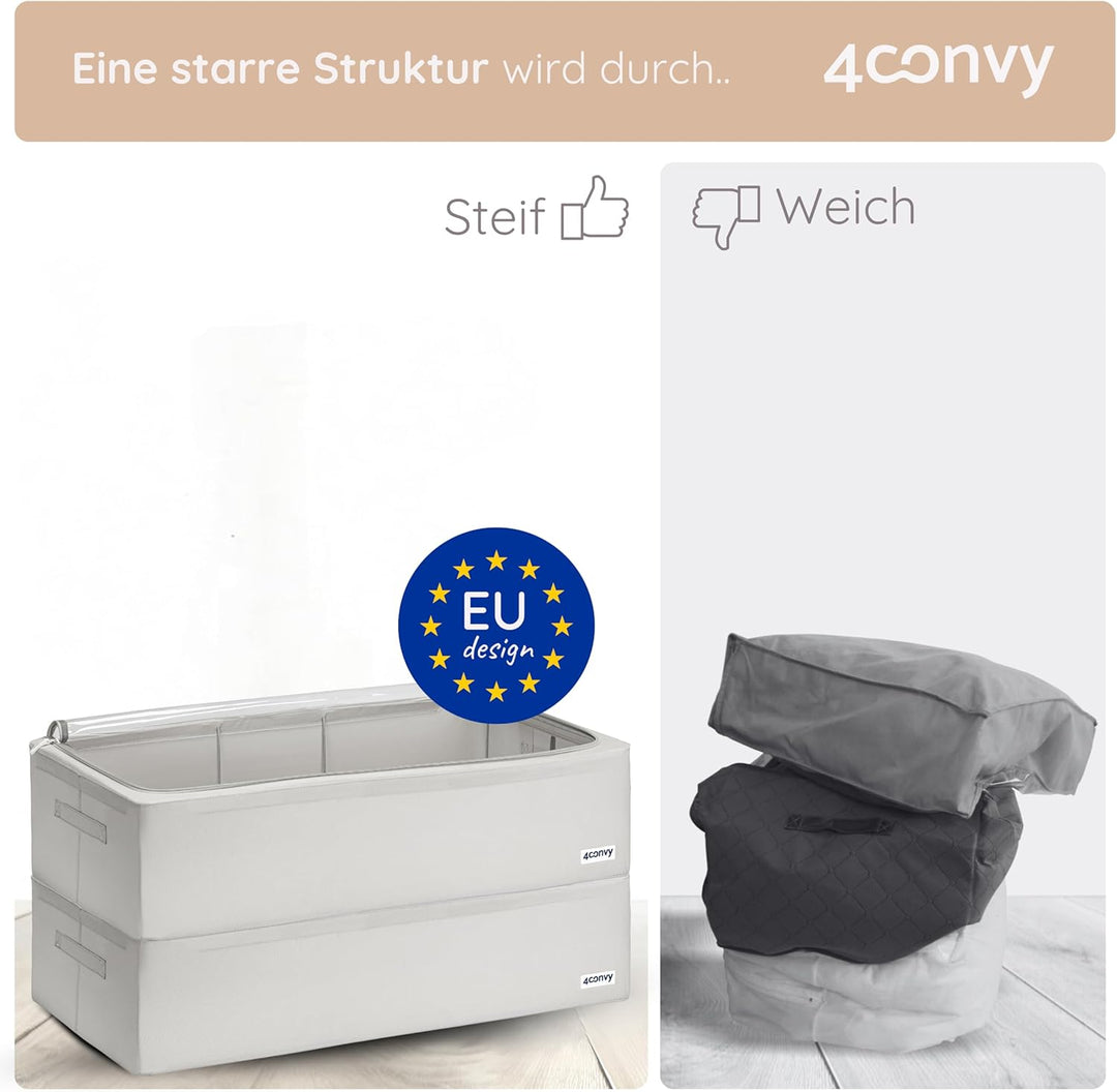 4CONVY feste Tasche für Aufbewahrung unter dem Bett - faltbare Kleideraufbewahrung Box mit Reissvers