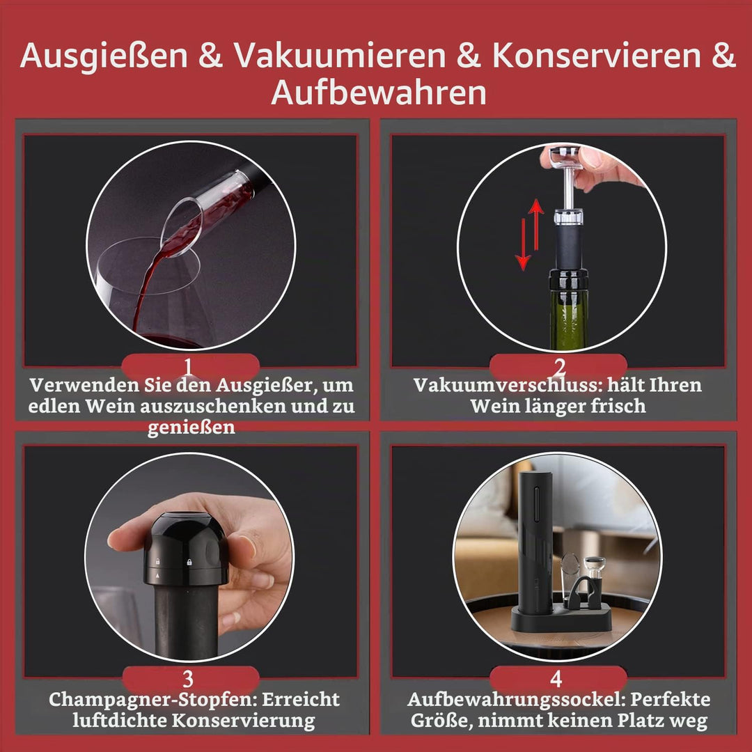 ZOYIDOUX 7 in 1 Wiederaufladbarer elektrischer Weinöffner Geschenkset Elektrischer Korkenzieher mit